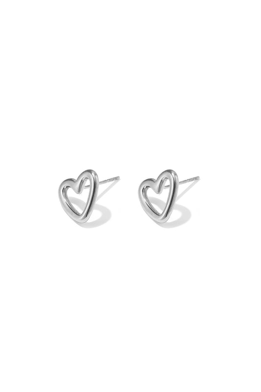 Boucles d'oreilles puces en acier inoxydable en forme de cœur, collection Daily Simple, bijoux pour femmes