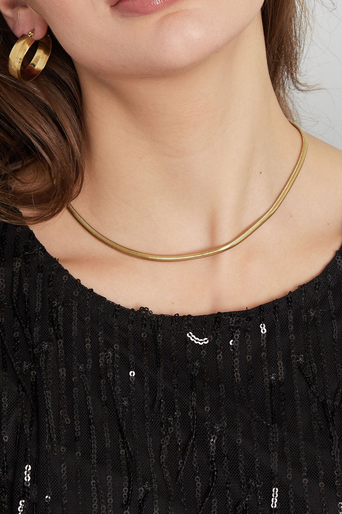 Collier plat avec imprimé - doré-4.0MM