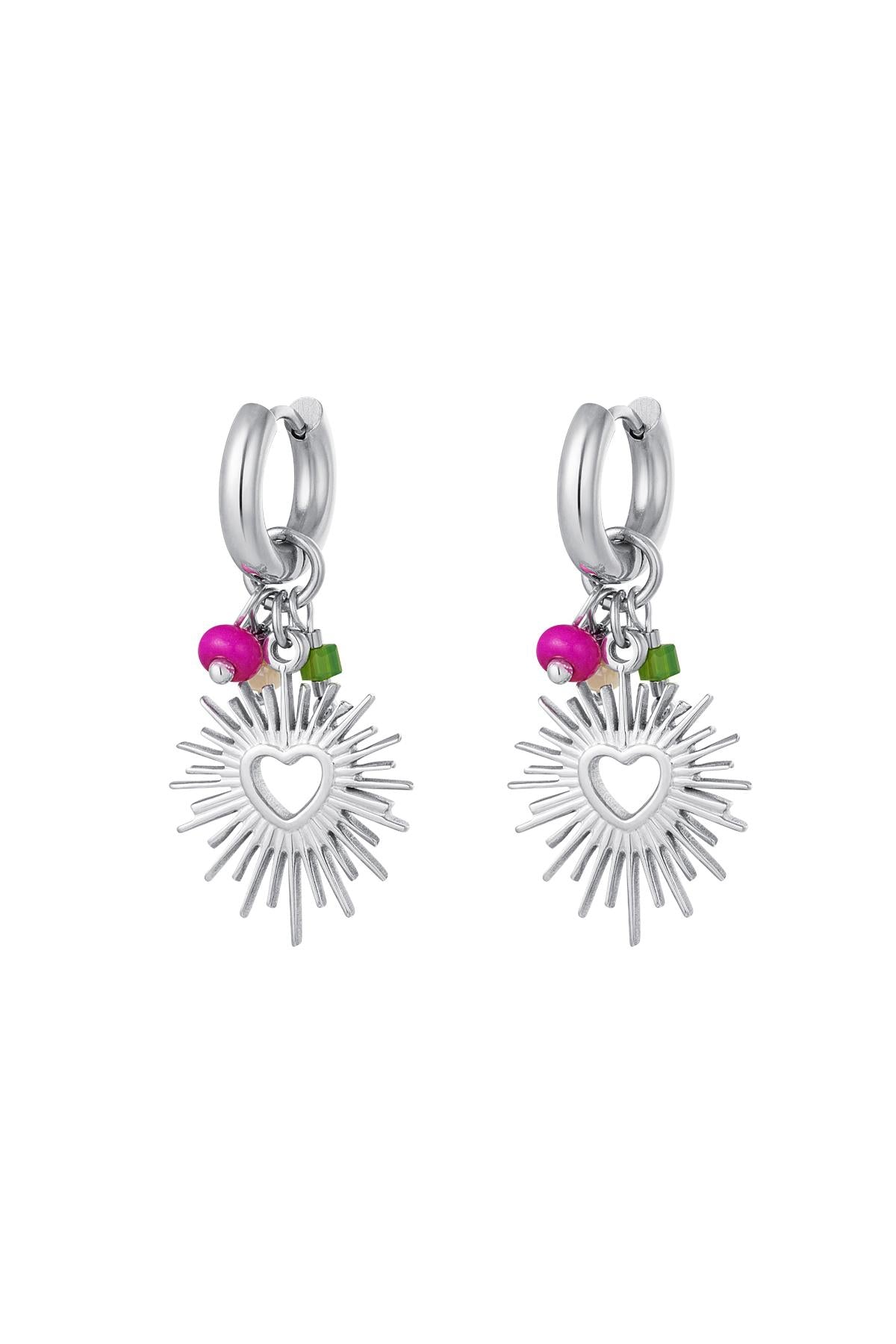 Boucles d'oreilles avec coeur et perles Acier inoxydable