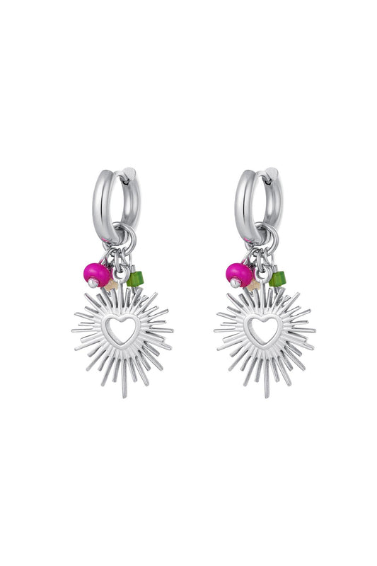 Boucles d'oreilles avec coeur et perles Acier inoxydable