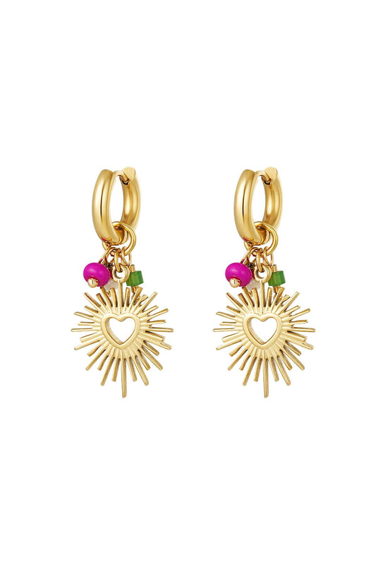 Boucles d'oreilles avec coeur et perles Acier inoxydable