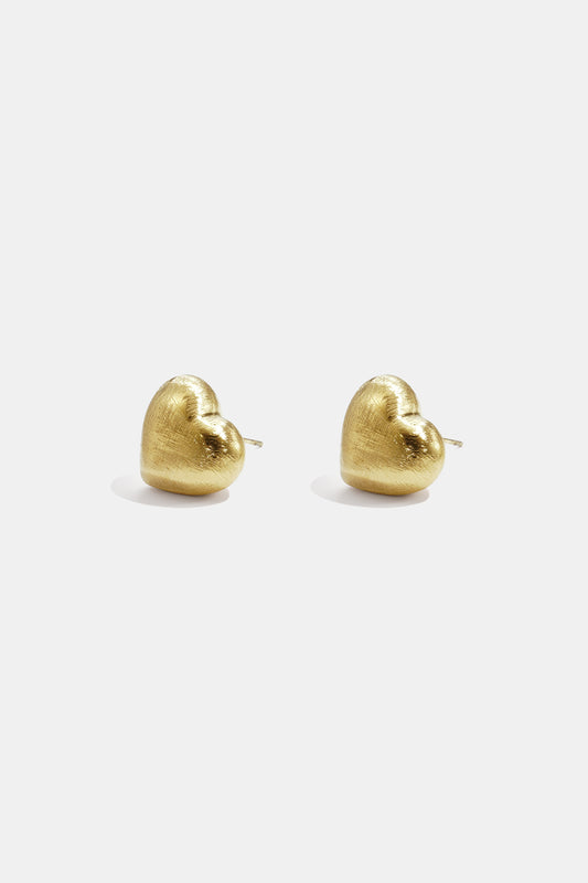 Boucles d'oreilles puces en forme de cœur aux contours doux et à l'effet mat