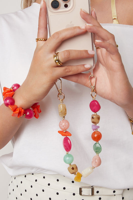 Chaîne de téléphone en perles acryliques pour accessoires du quotidien